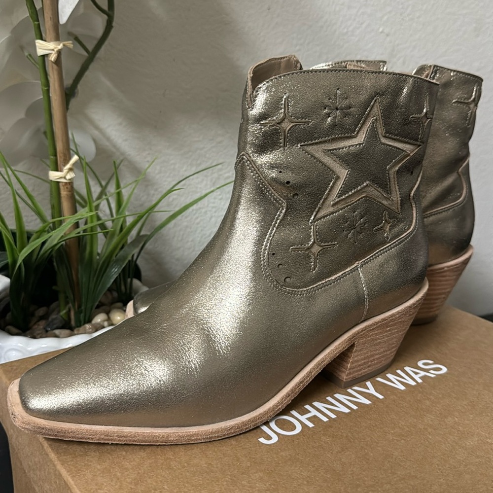Johnny Was metallic booties